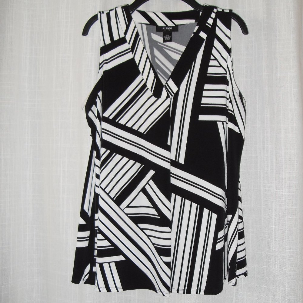 ALFANI Dressy Blouse V Neck Tunic P/M Geometric